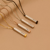 Retractable 3D Bar Necklace with Hidden Engraved Message